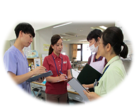 出勤、施設全体のミーティング